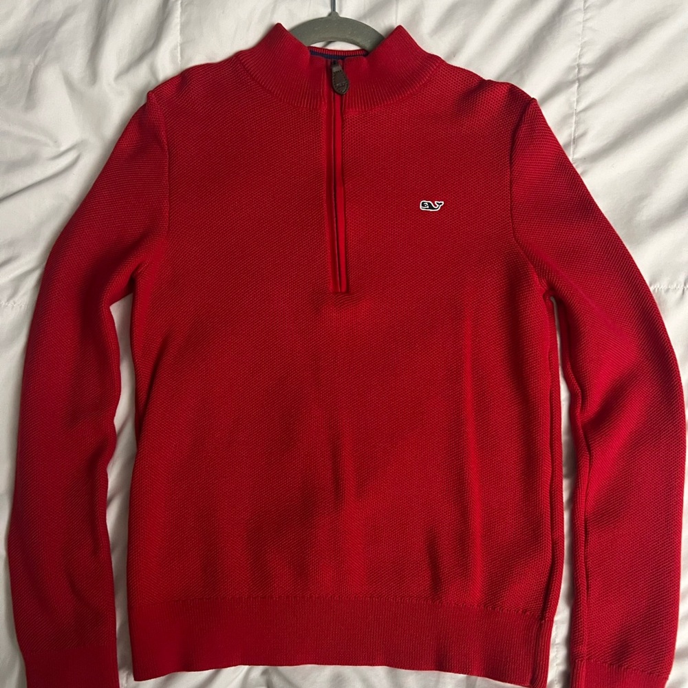 Vineyard Vibes Boys - Red Half-Zip Sweater